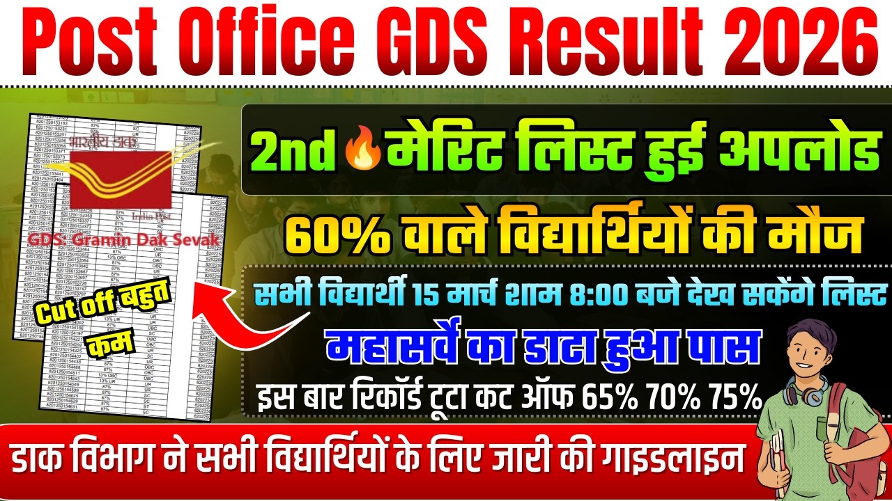 GDS Result 2026 🔥 | India Post GDS Result Date | Latest News | Today 2nd Merit List कब आएगी
