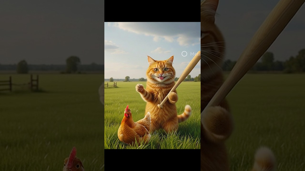 Cat kill poor chicken and then eat 