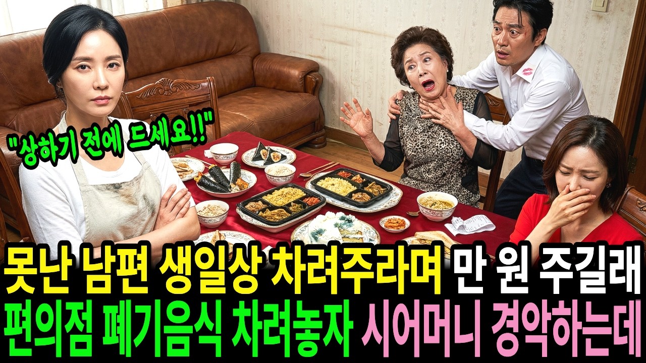 못난 남편 생일상 차려주라며 시어머니가 만 원 주길래 편의점 폐기음식으로 상을 차리자 시어머니 뒷목잡고 쓰러지는데ㅣ노후사연ㅣ사연라디오ㅣ오디오북ㅣ감동사연ㅣ반전사연