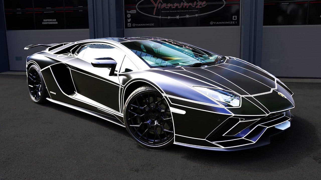 Aventador S with Nero Wheels AND Spoiler wrapped in Satin Black with Tron Lines