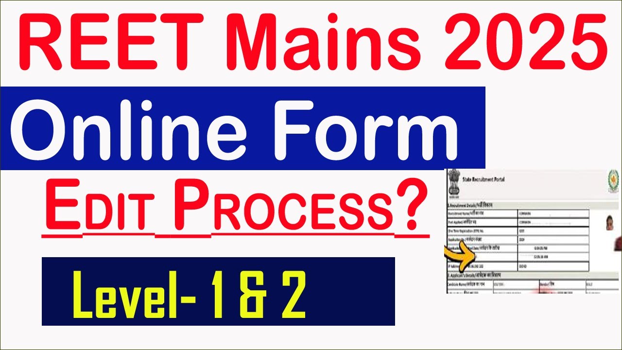 REET Online Form Edit Process? | REET Mains Ka Form Correction Update?