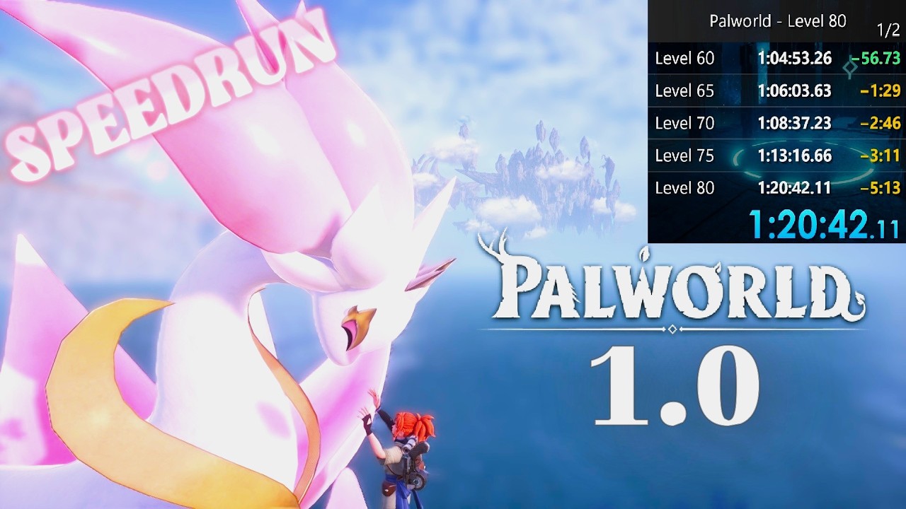 80-й уровень за 1:20:42 | Спидран Palworld 1.0 | Обычная сложность (Default Casual)