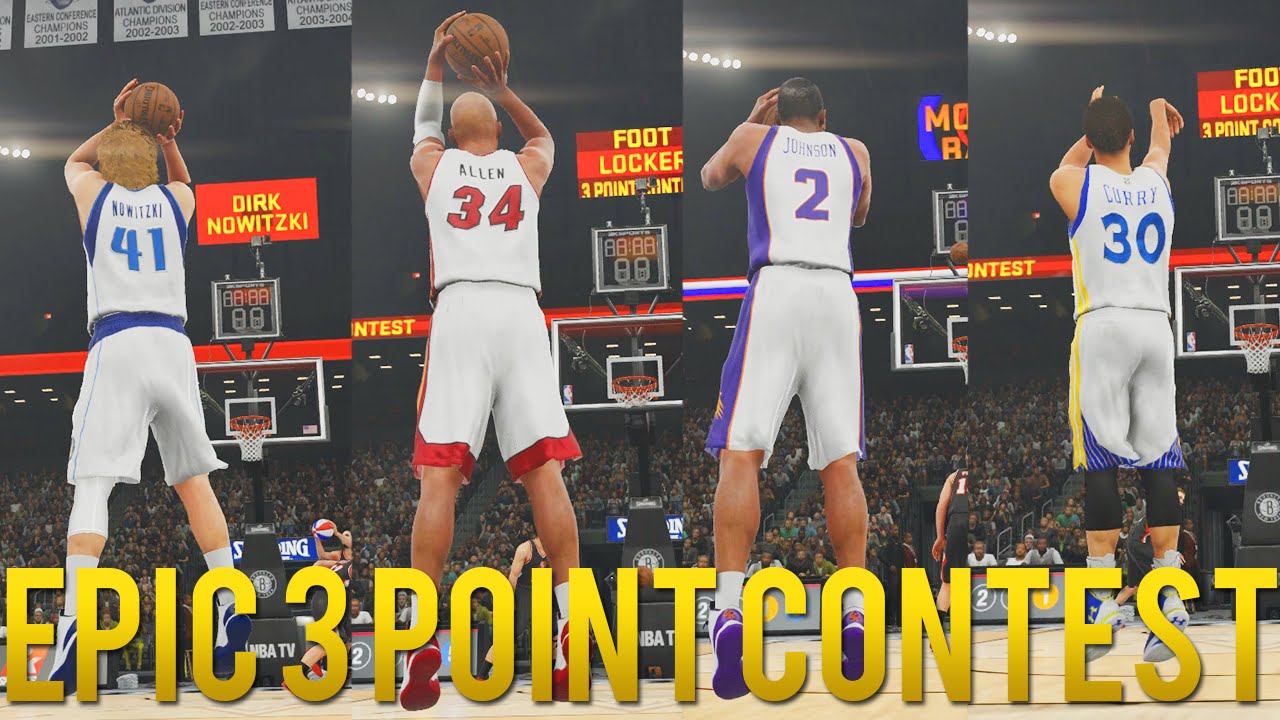 NBA 2K16 - EPIC 3 Point Contest feat. Steph Curry, Ray Allen, Dirk, Joe Johnson & More!! HD