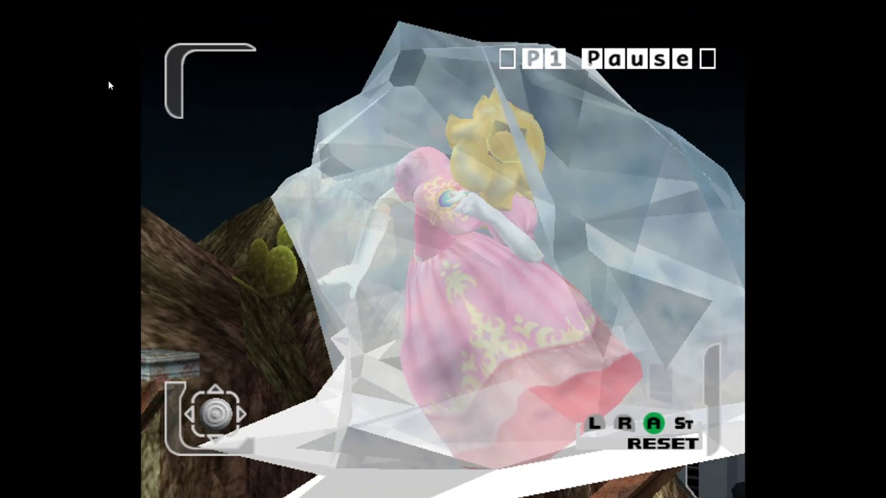 Peach being frozen on ice in Super Smash Bros Melee