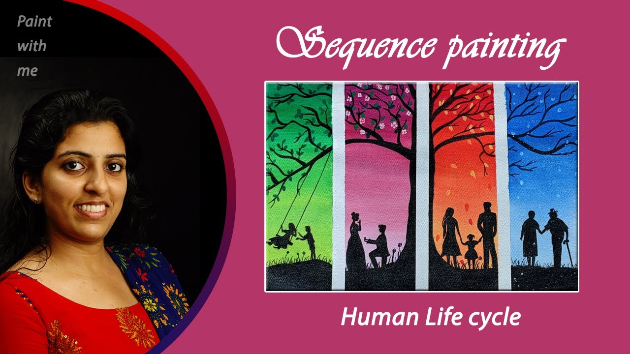 Sequence Painting ❤️  - human life cycle  #fashion #canvaspainting  l Fashion and Passion