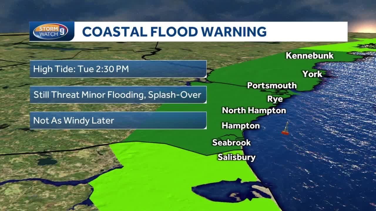 Coastal flood warning in effect; high tide at 2:30 p.m.