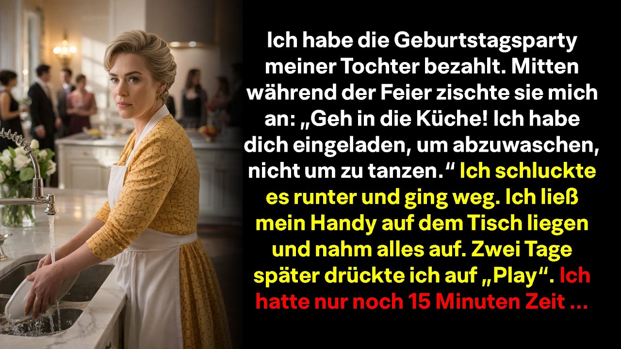 Ich zahlte ihre Party – sie schickte mich zum Abwasch… zwei Tage später drückte ich auf „Abspielen“…