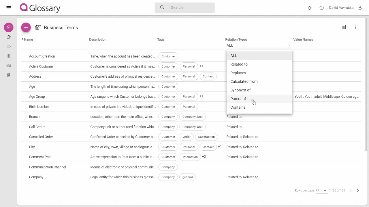 Relation types - feature tutorial for Accurity