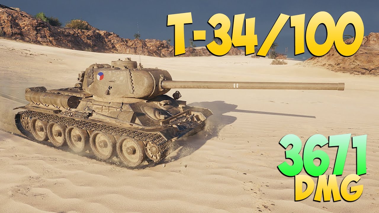 T-34/100 - 3 Фрагов 3.6K Урона - Средняя игра! - Мир Танков
