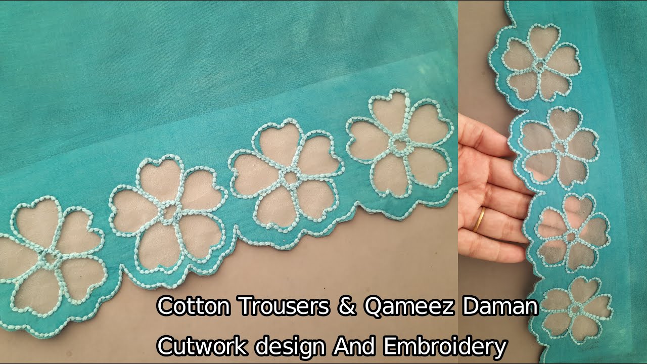 Latest And unique cotton Cutwork Trouser & Shirt Design _Trendy Cutwork embroidery By sewing Machine