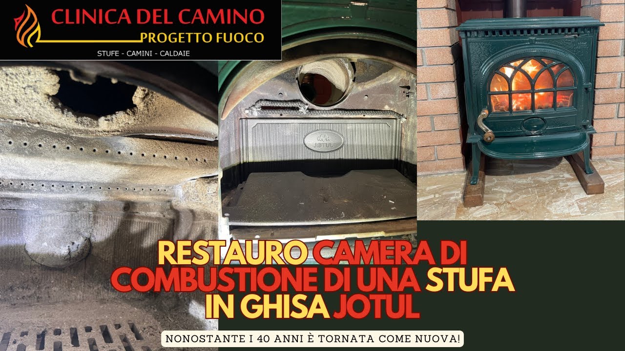 RESTAURO camera di combustione stufa a legna in ghisa JOTUL, sostituzione guarnizione porta!