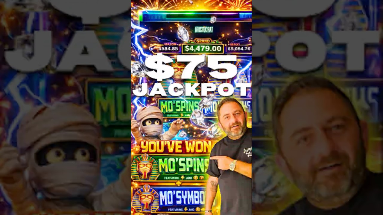 $75 FREE GAMES JACKPOT FEATURE & MO SPINS MO SYMBLOS GETS A JACKPOT ON SPOOKY LINK MUMMY #shorts