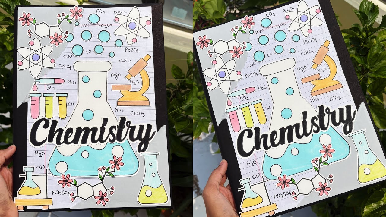 Easy chemistry project file decoration ideas. Practical file, notebook, scrapbook decoration idea. 
