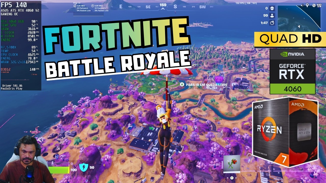 Fortnite Battle Royale: RTX 4060 | Ryzen 7 5700x | QHD 165 FPS, MODO COMPETITIVO