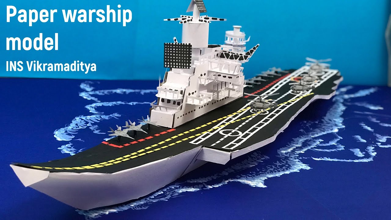 Aircraft carrier in ocean diorama | Paper Warship model | INS Vikramaditya model | Indian Navy | DIY