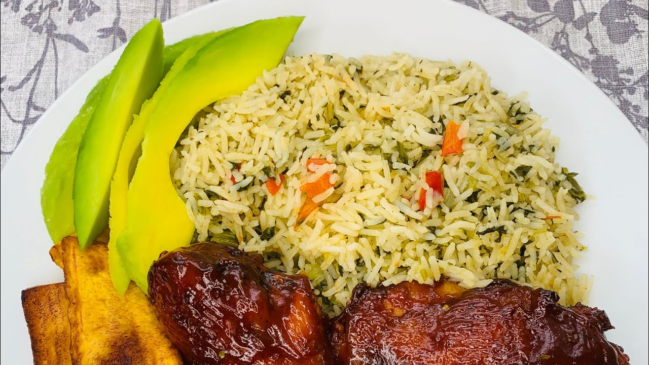 SPINACH RICE || HONEY BAKED BBQ CHICKEN