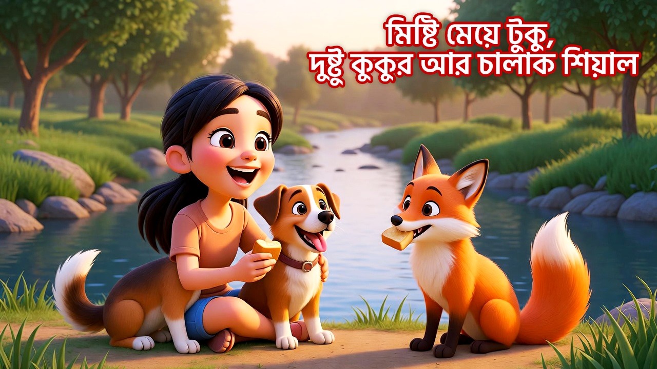 মিষ্টি মেয়ে টুকু, দুষ্টু কুকুর আর চালাক শিয়াল মজার গল্প  🐶🦊👧