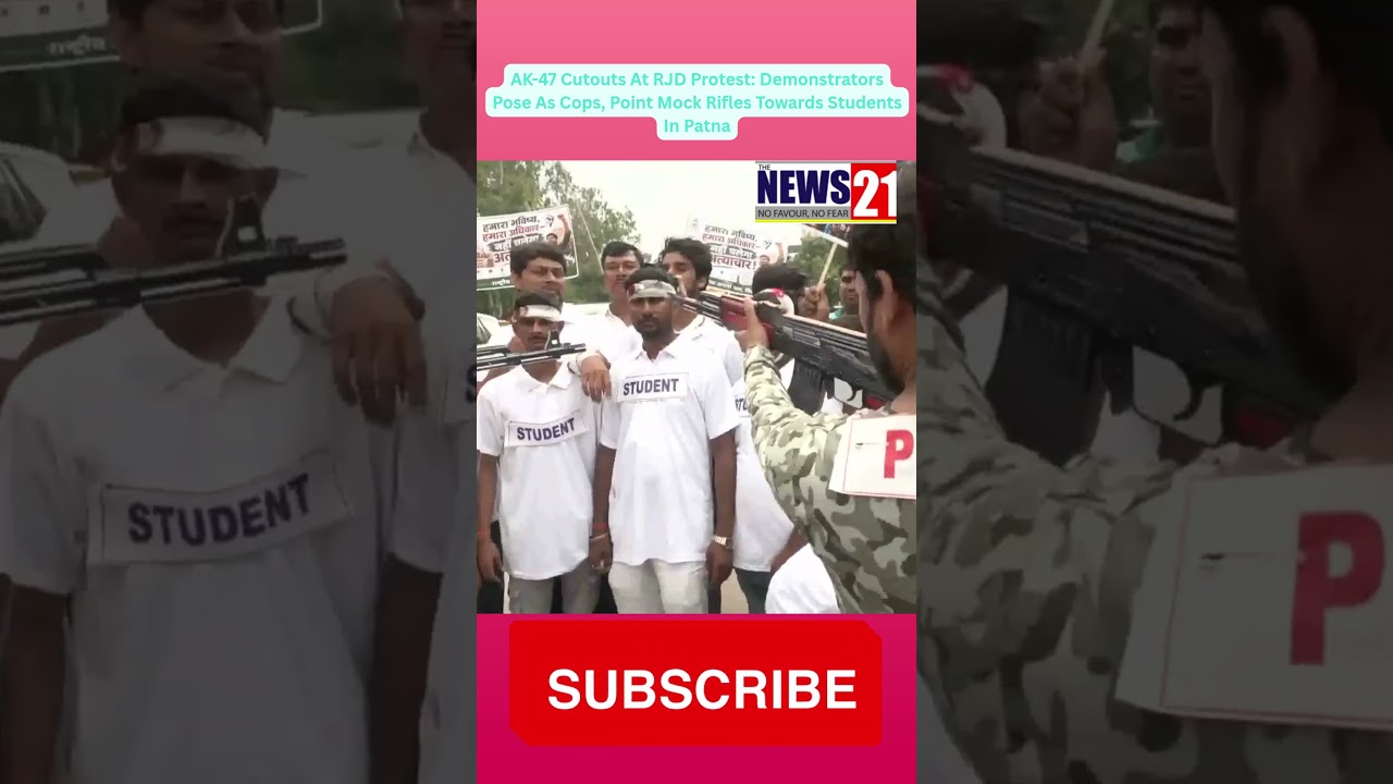 AK 47 Cutouts At RJD Protest: Demonstrators Pose As Cops, Point Mock Rifles Towards Students
