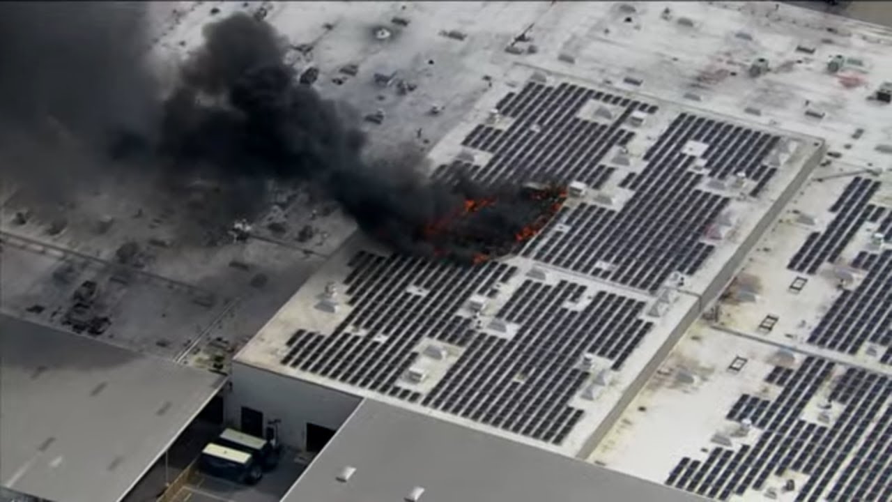 WATCH: Solar panels on fire at facility in Prince George's Co.