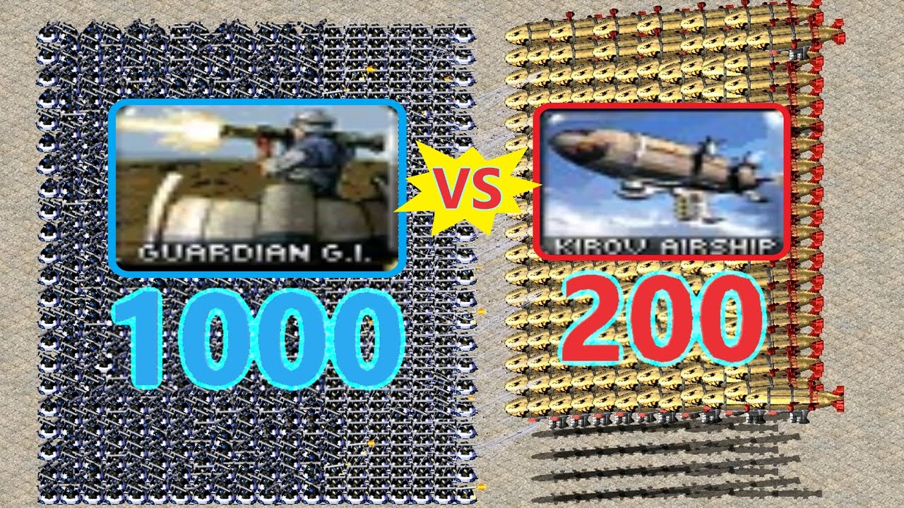 Guardian Gi's vs Kirovs - Same Cost - Red Alert 2