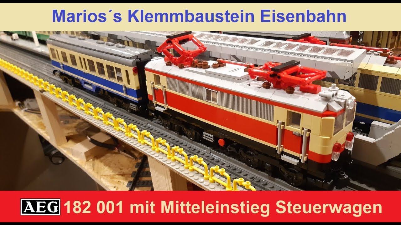Zugvideo / AEG 182 mit Mitteleinstieg Steuerwagen / Mario´s Klemmbaustein Eisenbahn