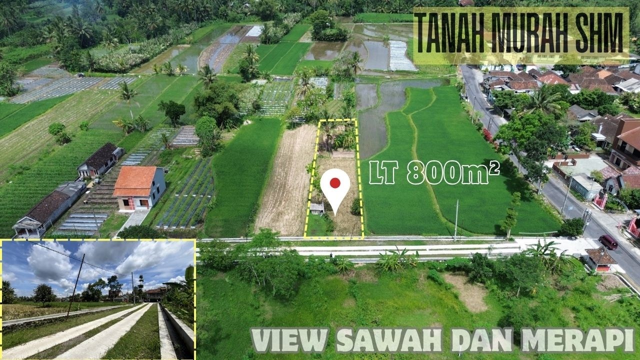 DIJUAL TANAH SHM SAWAH 800m² DI PAKEM SLEMAN | AKSES MOBIL PAPASAN | DEKAT JL. POLOWATU | SB EPS600
