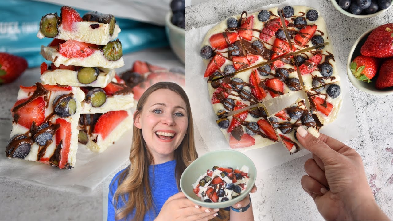 🍓 POSTRE SALUDABLE FÁCIL 👉  Yogurt Congelado con Frutas y Chocolate