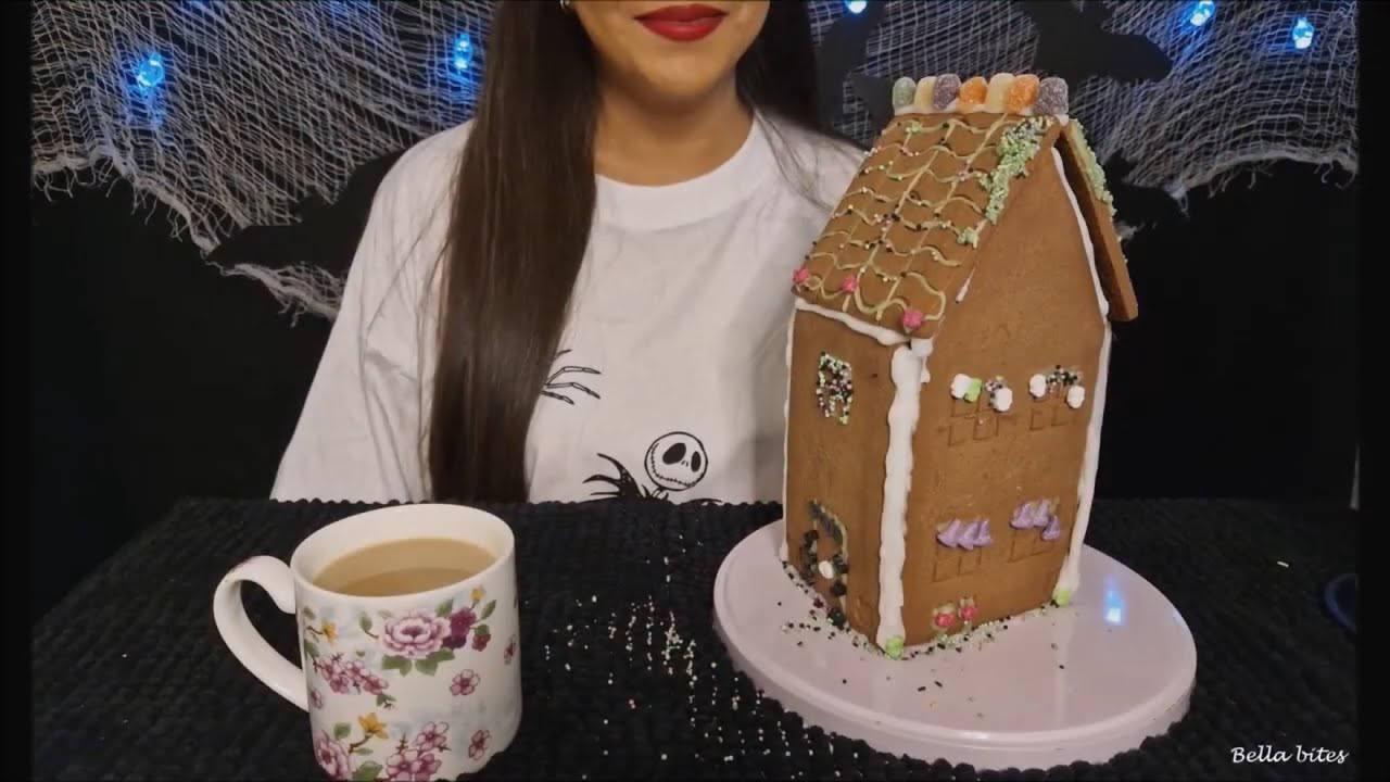ASMR Eating M&S Halloween Biscuit House 🎃🍫 | Crunchy & Satisfying Sounds
