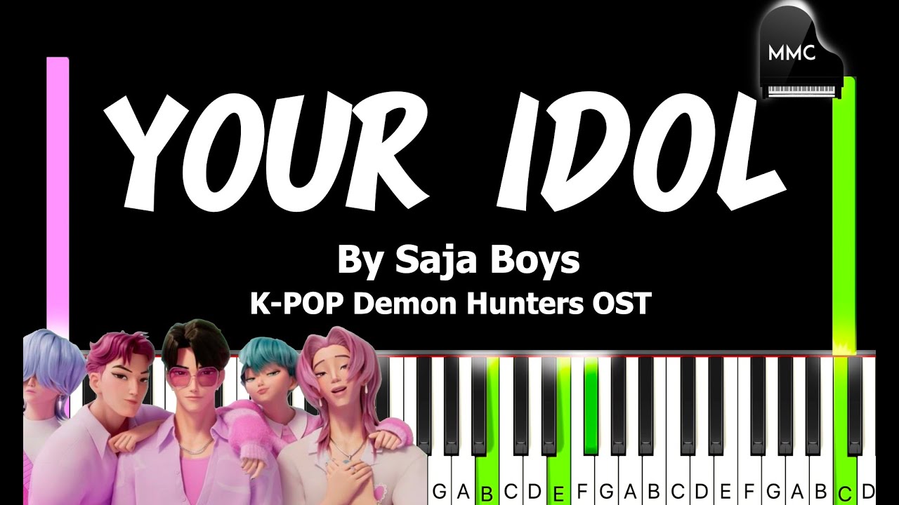 Your Idol by Saja Boys (KPOP Demon Hunters OST) synthesia piano tutorial + sheet music + lyrics