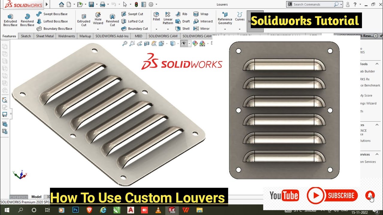 Solidworks Tutorial | How To Make Custom Forming Tool Louvers In Solidworks 🔥