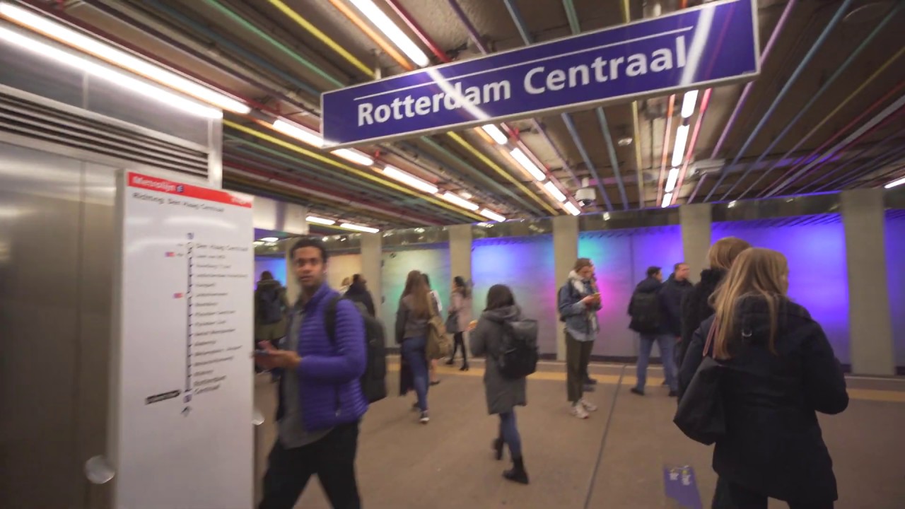 Netherlands, Rotterdam, metro ride from Beurs to Centraal Station