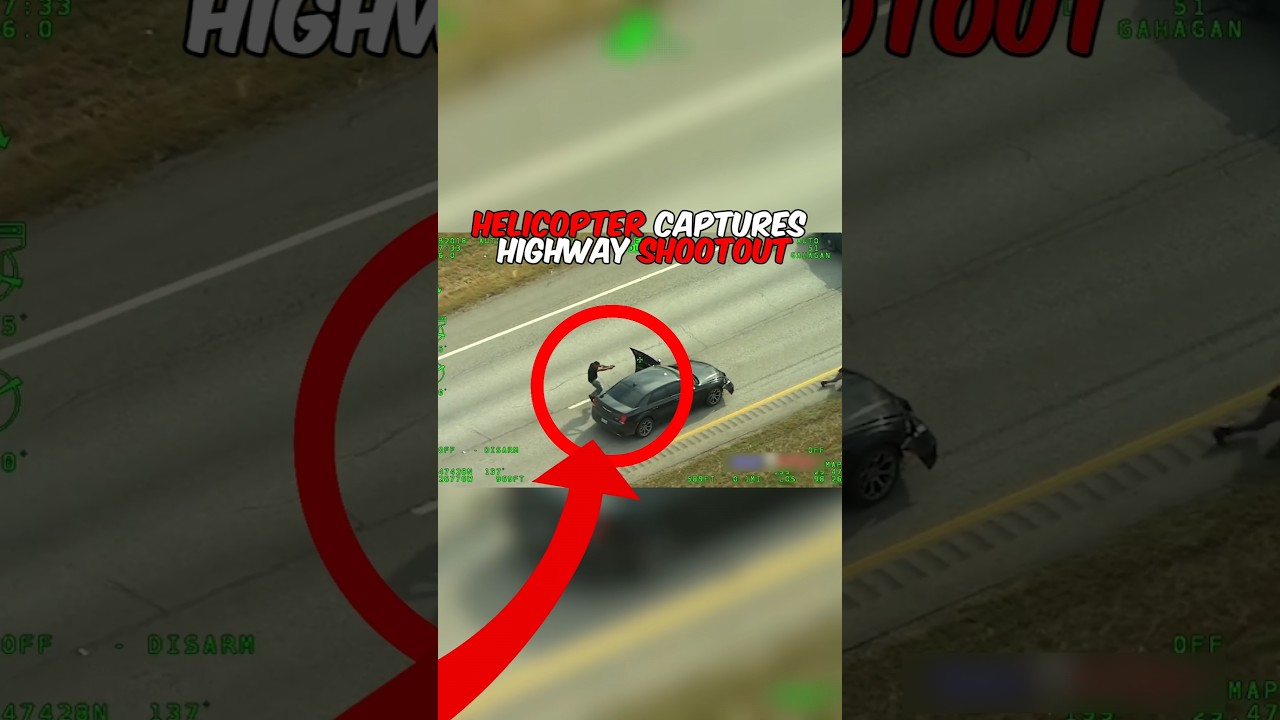 Helicopter Captures Higway Shootout #shorts