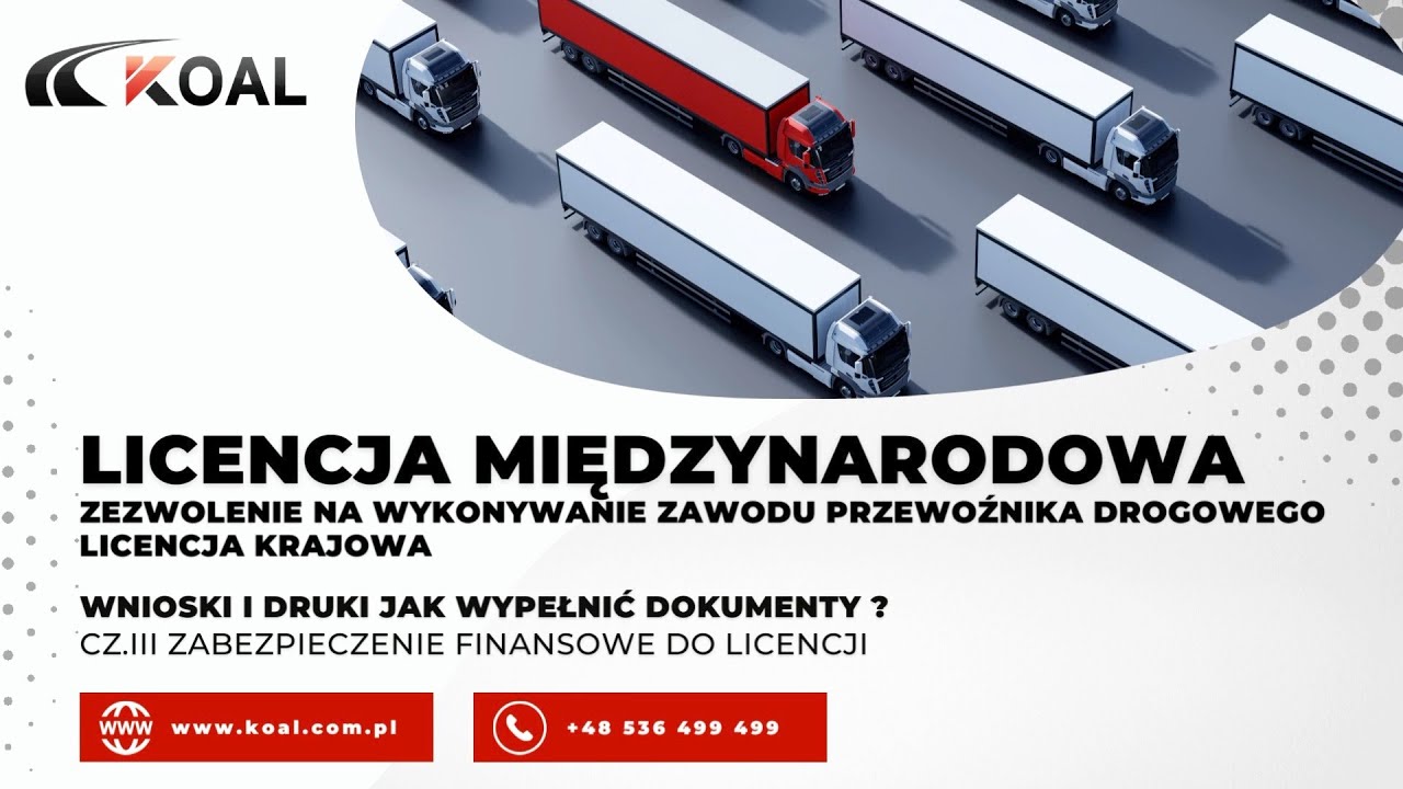 Licencja międzynarodowa  i zezwolenie na wykonywanie zawodu przewoźnika Zabezpieczenie finansowe