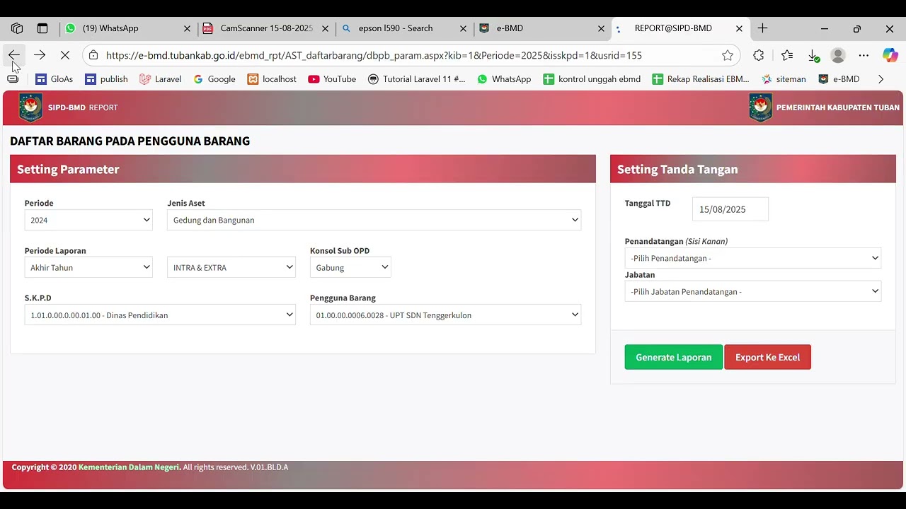 Tutorial cetak daftar/Kartu Inventaris Barang (KIB) - e BMD Pemkab. Tuban