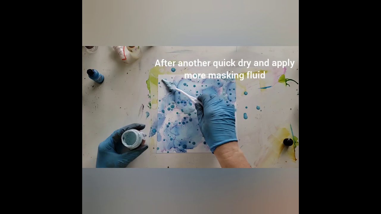 Layering masking fluid and ALCOHOL INK