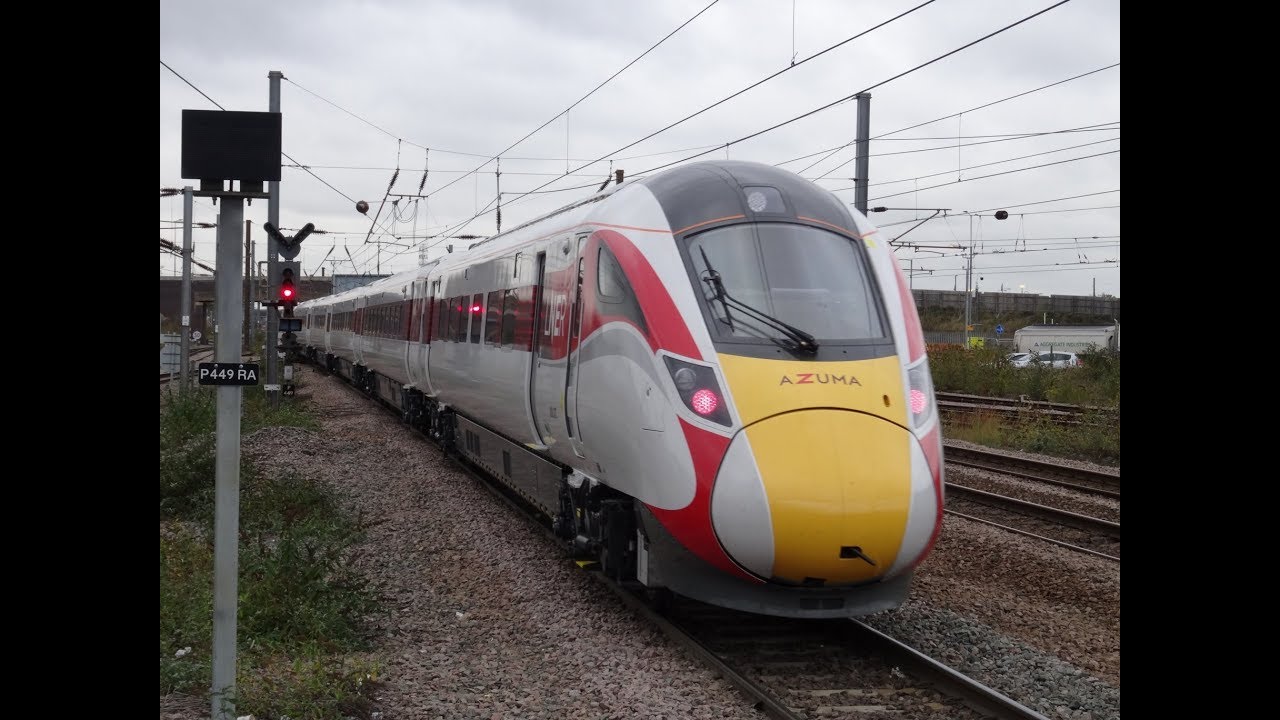 LNER liveried 800107 runs through Peterborough with 801101, 800201 & 800202