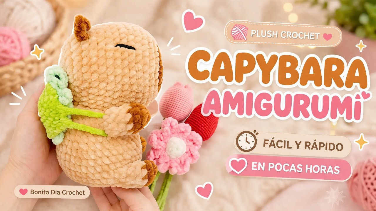 Capybara Amigurumi 🧶 Fácil | Tutorial Paso a Paso con Mochila Tortuguita 🐢