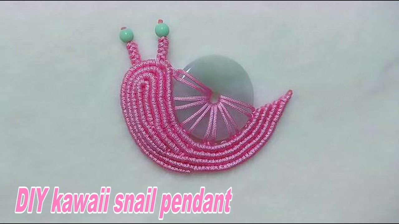 DIY kawaii snail pendant tutorial, super easy handmade lovely chinese knots ornament