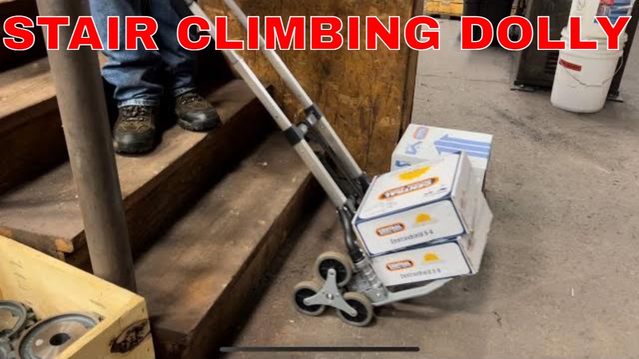 Stair Climbing Cart Portable Folding Hand Truck Height Adjustable Aluminum with 6 Rubber Wheels