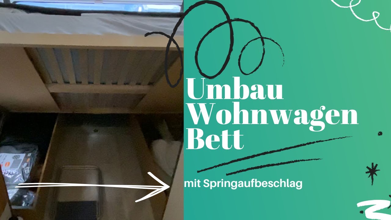 Wohnwagen Sitzgruppe zum festen Bett mit Springaufbeschlägen
