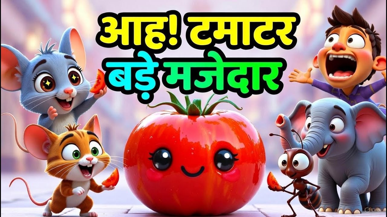 आह! टमाटर बड़े मजेदार 🍅 | Hindi Rhymes for Kids | Cartoon Poem | Balgeet