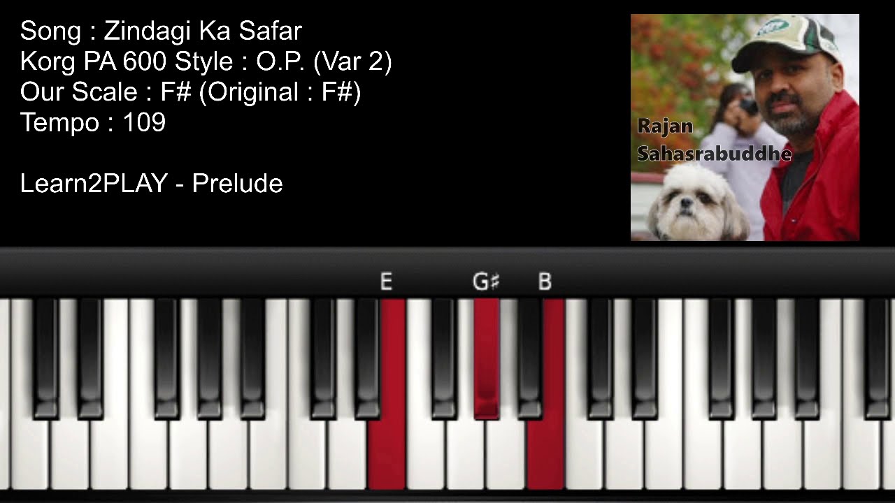 Full Song - Zindagi Ka Safar - Piano Tutorial - Slow Play - EZ Piano - Lighted Keys - Notes - Easy