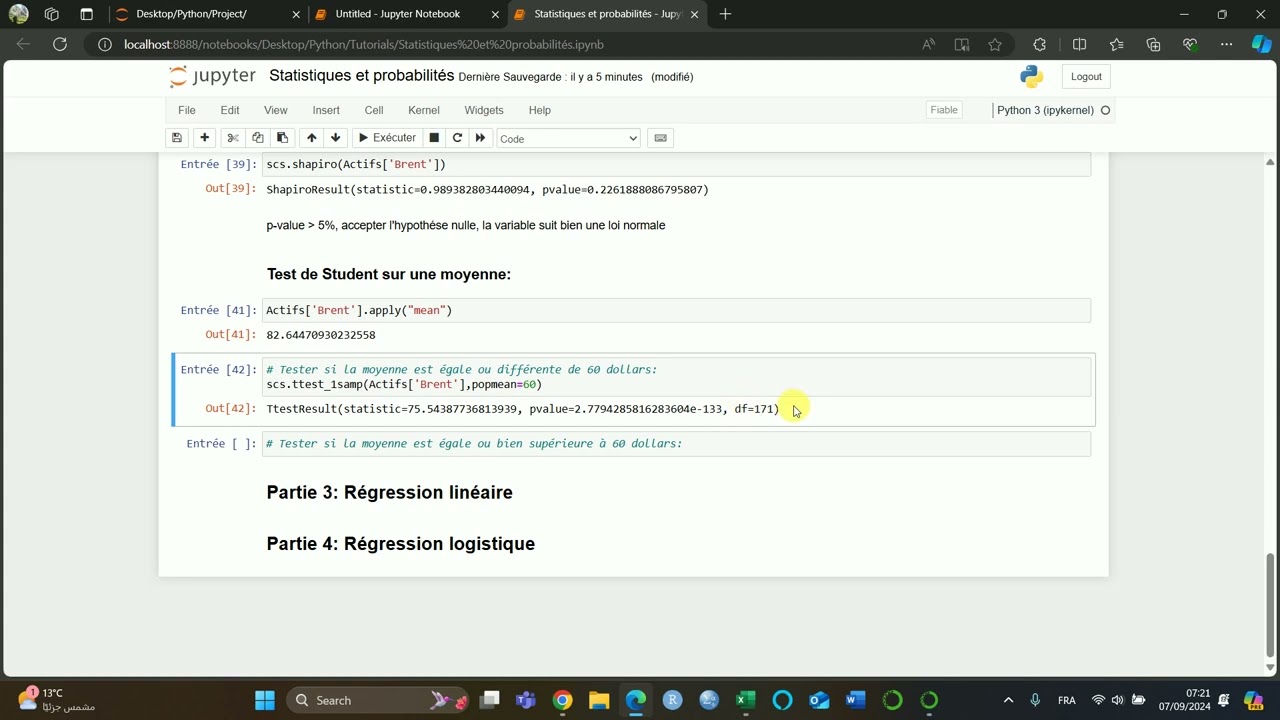 Statistiques et probabilités sur Python - Test de normalité et test de student