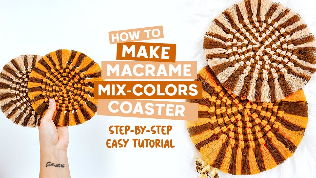 DIY Macrame Tutorial | How To Make Macrame Mix Colors Round Coaster | Easy Tutorial For Beginners