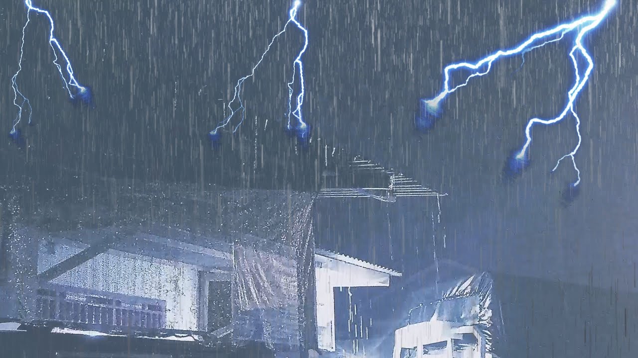 ⚡ Strong Rain Thunderstorm Sounds for Sleeping | Heavy Rain & Intense Thunder on Old House at Night