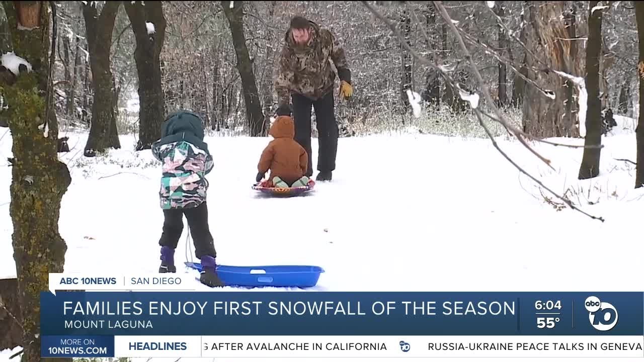 Families head to Mount Laguna for first snow of the season