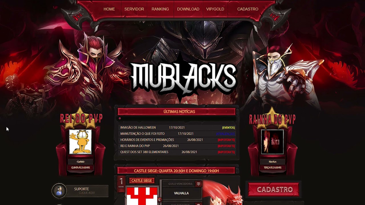 Configura&ccedil;&atilde;o de WebSite de Mu Online