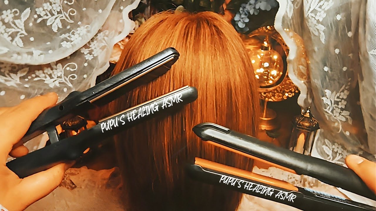 쌍고데기로 쫙쫙 펴드려요ASMR.Spread it out with a double curling iron.🌬