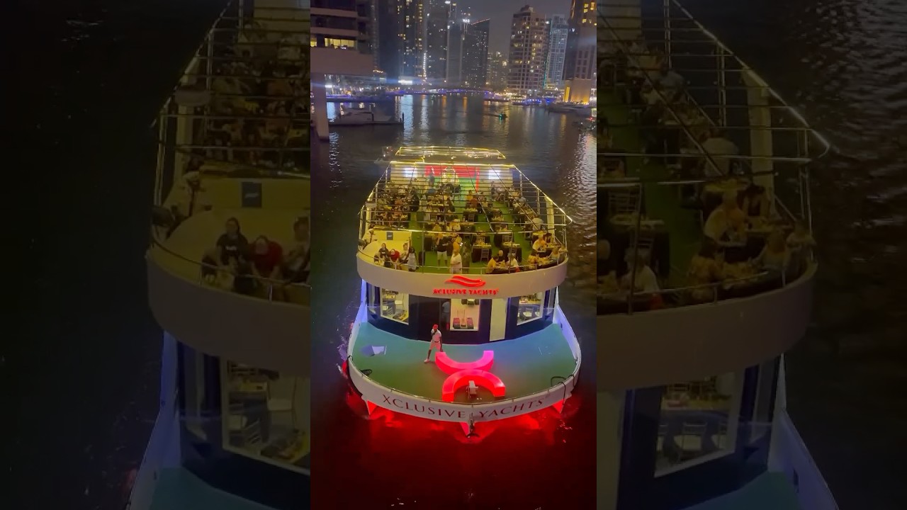 Dubai Marina Dhow Cruise Stunning View 🇦🇪 #dubai #cruise #shortsfeed #trending