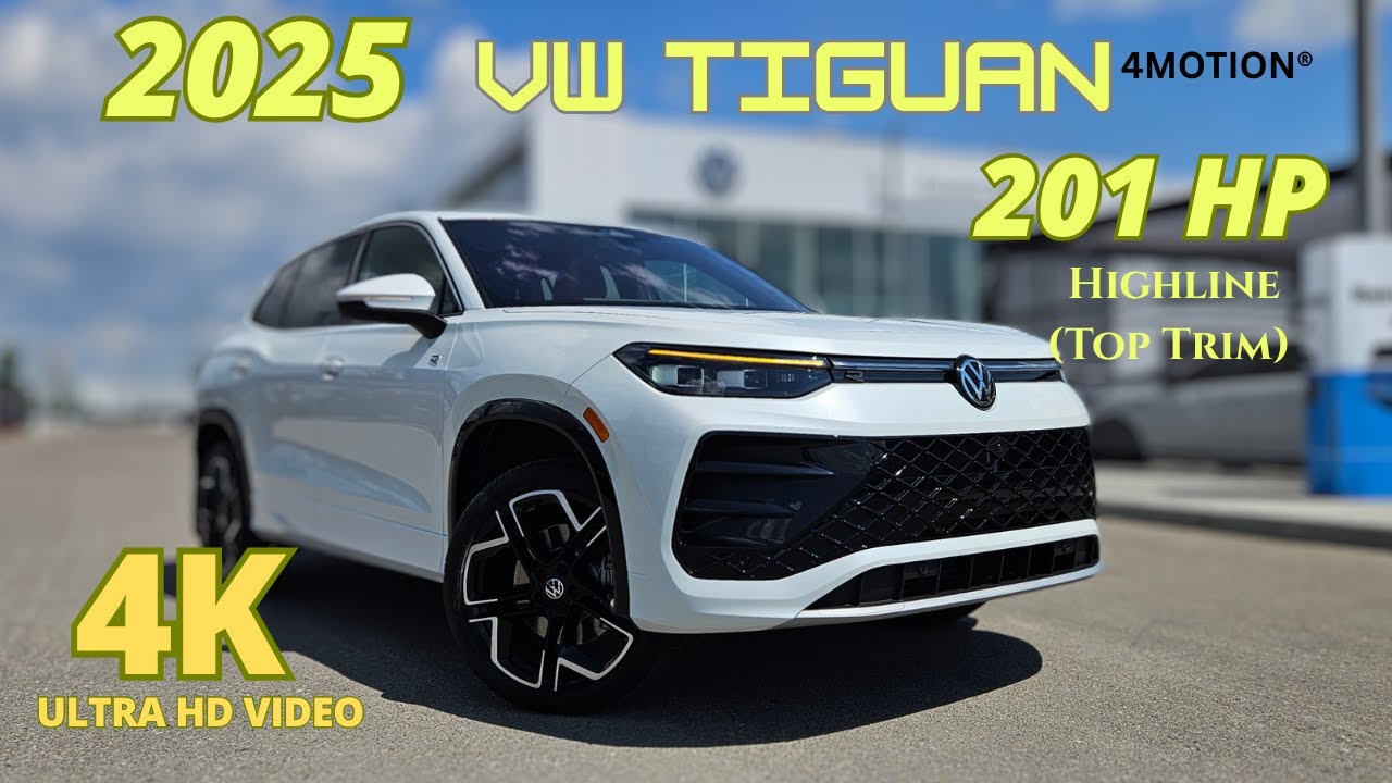 2025 VW Tiguan Highline R-Line (Top Trim) Oryx White Pearl with Amber Brown- video by Manik
